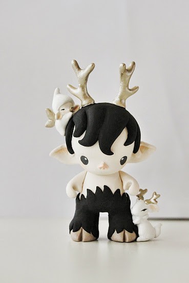 Munny faun in black with elf and jackalope bunny mijbil