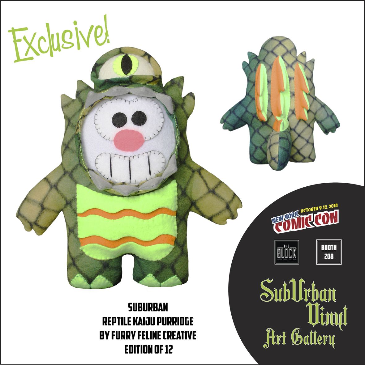 2014 NYCC Exclusive for Suburban Vinyl- Reptile Kaiju Purridge by Furry Feline Creatives