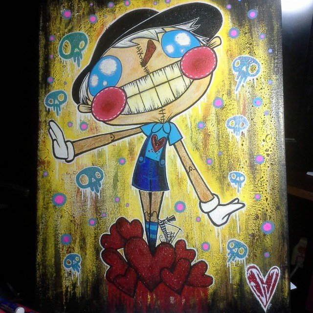 Jake Valentine https://www.facebook.com/JakobValentine  http://instagram.com/jakevalentine BOY  (Acrylic, glitter and paint markers on canvas) 14'' x 18''  
