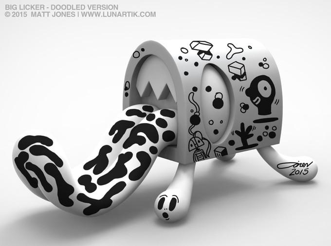 The Big Licker Vinyl Art Toy Kickstarter by Matt Lunartik JOnes doodled