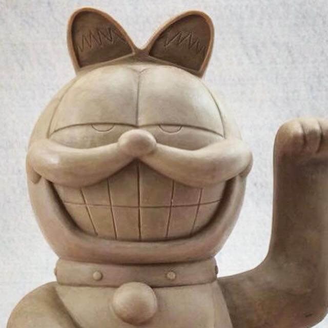 GOOD VIBES lucky cat garfield by FLABSLAB